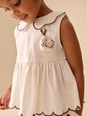 Ecru/Chocolate Brown Spot Blouse and Short Set (3mths-7yrs) - Image 4 of 9