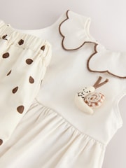 Ecru/Chocolate Brown Spot Blouse and Short Set (3mths-7yrs) - Image 8 of 9