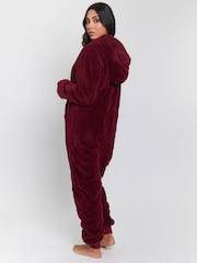 Loungeable Red Cable Cutwork Hooded All-In-One - Image 2 of 6