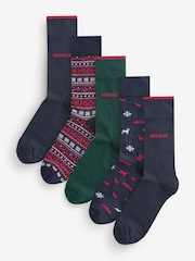 HUGO Black Gift Box Socks 5 Pack - Image 1 of 6