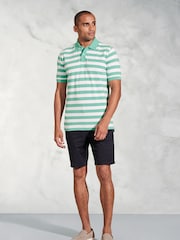 Brook Taverner Blue Bold Stripe Pique 100% Cotton Polo Shirt - Image 3 of 4