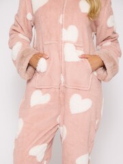 Loungeable Pink Jaquard Heart All-In-One - Image 4 of 6