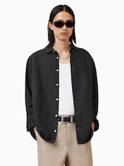 AllSaints Black Bandol Long Sleeve Shirt - Image 1 of 6