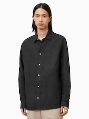 AllSaints Black Bandol Long Sleeve Shirt - Image 4 of 6