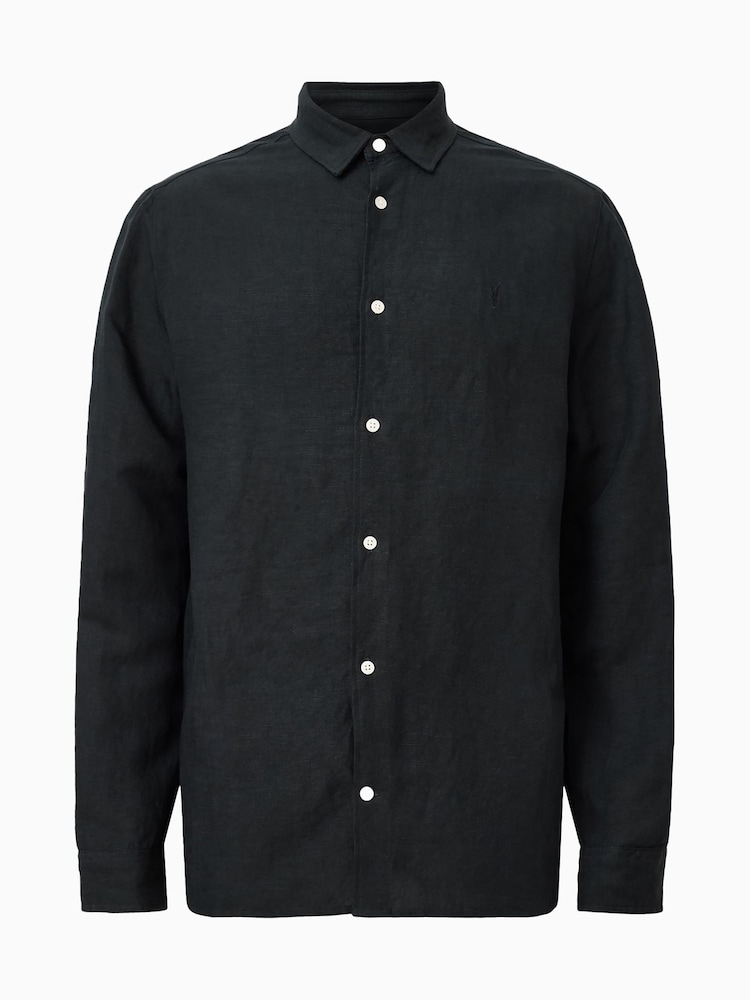 AllSaints Black Bandol Long Sleeve Shirt - Image 6 of 6