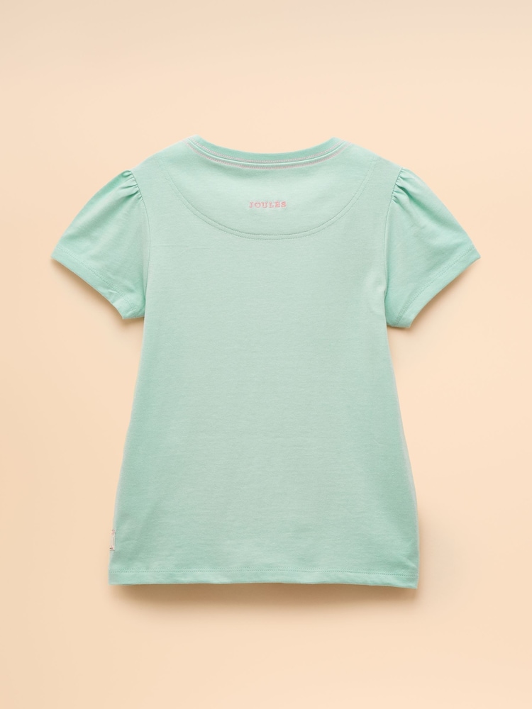 Joules Astra Aqua Blue Applique Cotton T-Shirt - Image 2 of 4