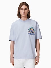 AllSaints Blue Pounce Short Sleeve Crew 100% Organic Cotton T-Shirt - Image 1 of 7