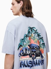 AllSaints Blue Pounce Short Sleeve Crew 100% Organic Cotton T-Shirt - Image 2 of 7