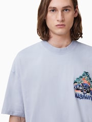 AllSaints Blue Pounce Short Sleeve Crew 100% Organic Cotton T-Shirt - Image 4 of 7