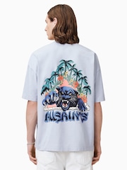 AllSaints Blue Pounce Short Sleeve Crew 100% Organic Cotton T-Shirt - Image 6 of 7