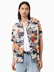 AllSaints Black Oscani Short Sleeve Shirt - Image 1 of 7