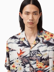 AllSaints Black Oscani Short Sleeve Shirt - Image 2 of 7
