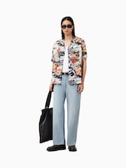 AllSaints Black Oscani Short Sleeve Shirt - Image 3 of 7