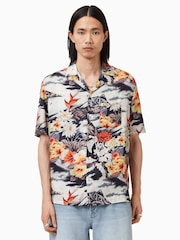 AllSaints Black Oscani Short Sleeve Shirt - Image 4 of 7