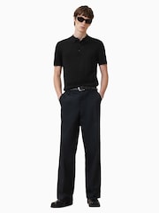 AllSaints Black Maes Merino Shirt Sleeve Polo Shirt - Image 3 of 8