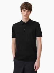AllSaints Black Maes Merino Shirt Sleeve Polo Shirt - Image 4 of 8