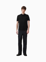 AllSaints Black Maes Merino Shirt Sleeve Polo Shirt - Image 5 of 8