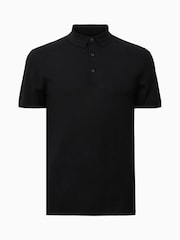 AllSaints Black Maes Merino Shirt Sleeve Polo Shirt - Image 8 of 8