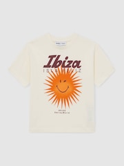 Reiss Off White Bruno 3-9 yrs SmileyWorld | Reiss Sun Motif T-Shirt - Image 2 of 4