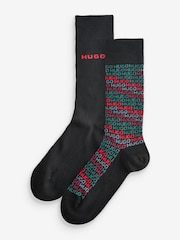 HUGO Black 2 Pack Printed Socks - Image 1 of 3