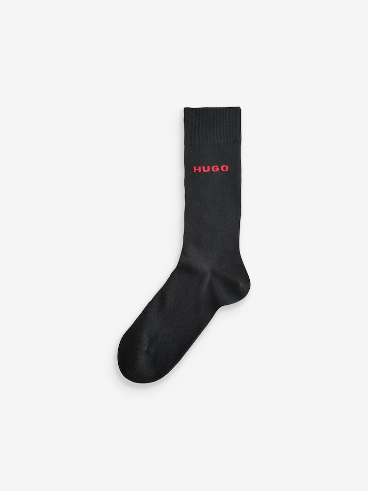HUGO Black 2 Pack Printed Socks - Image 3 of 3