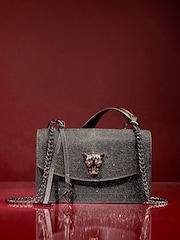 Lipsy Black Glitter Small Chain Shoulder Bag - Image 1 of 6