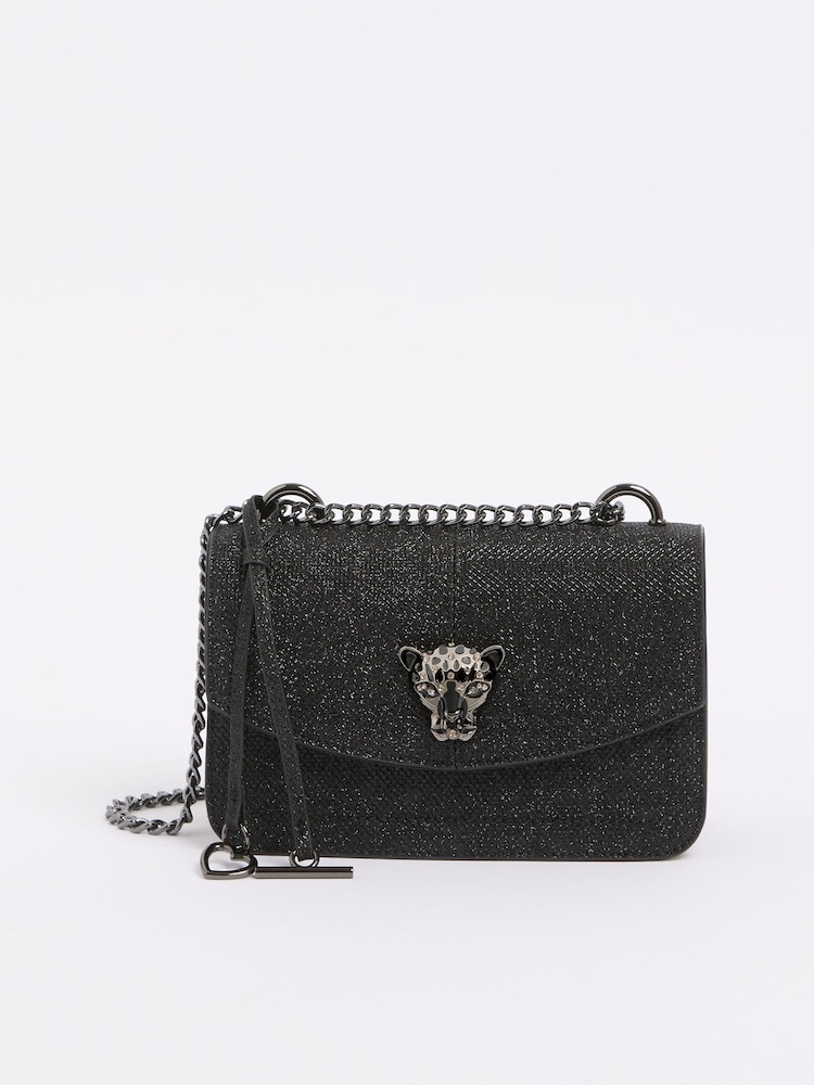 Lipsy Black Glitter Small Chain Shoulder Bag - Image 8 of 8