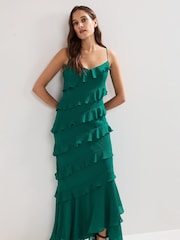 Phase Eight Green Keegan Ruffle Dress - Image 3 of 7