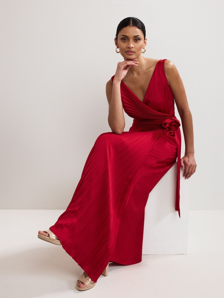 Phase Eight Red Emlyn Pleated Dress - Image 7 of 7