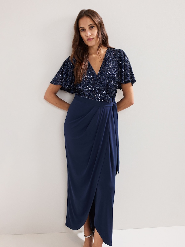 blue floral two piece prom dress Blue Halter A Line Floral Chiffon Formal Prom Dresses With Ruffles Blue / 6 main image 0