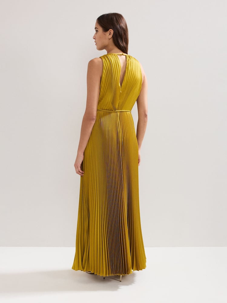 Phase Eight Yellow Dionne Pleated Dress - Image 2 of 7