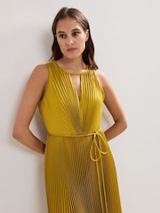 Phase Eight Yellow Dionne Pleated Dress - Image 4 of 7