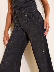 Friends Like These X Lucy Mecklenburgh Black Denim Everyday Wide Jeans - Image 4 of 4