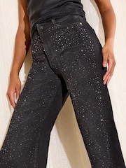 Friends Like These X Lucy Mecklenburgh Black Denim Petite Everyday Wide Jeans - Image 4 of 4