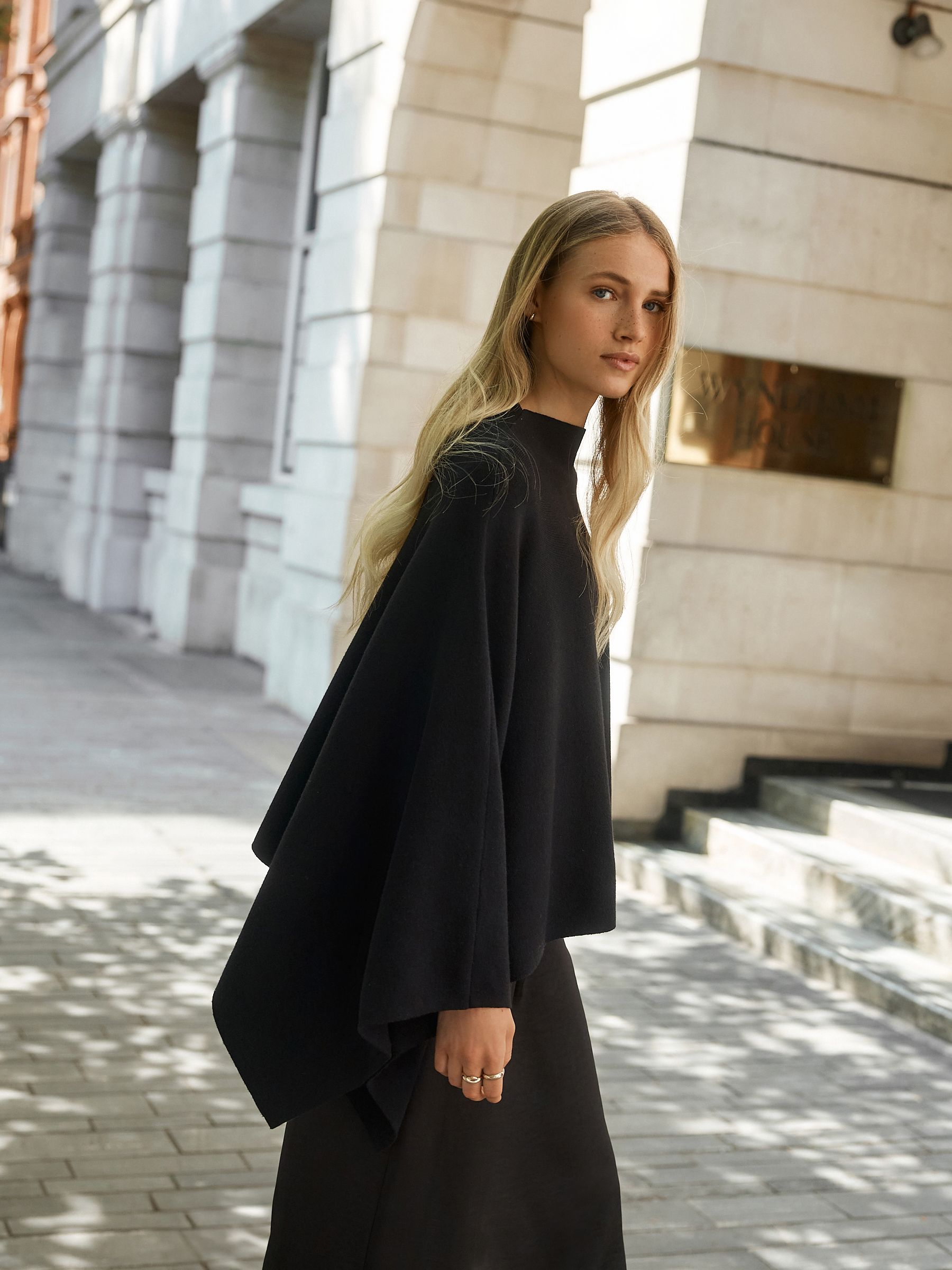 【WRYHT】ASYMMETRY CAPE PONCHO／新品タグ付／送料込 Buy Black Fine Knit Cape Poncho from Next Canada