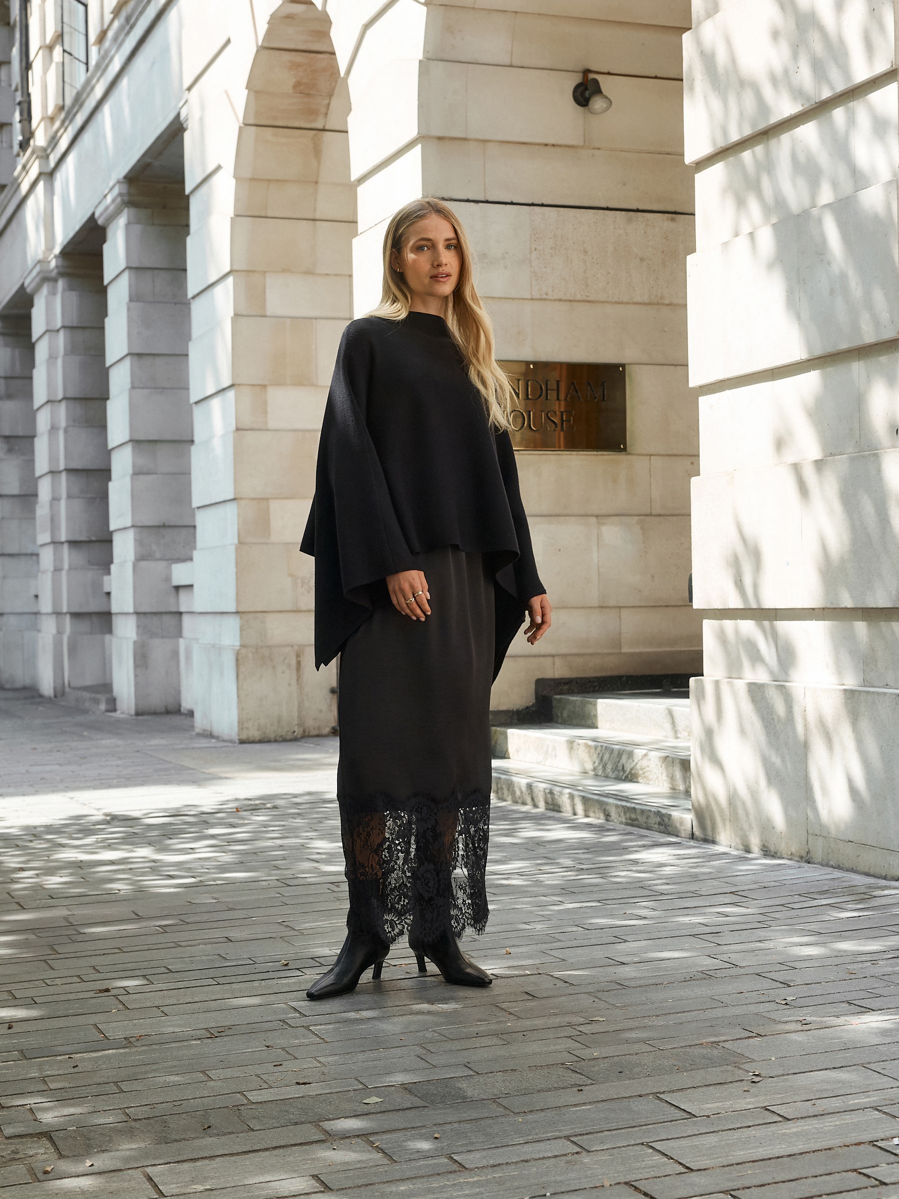 Buy Black Fine Knit Cape Poncho from Next Canada