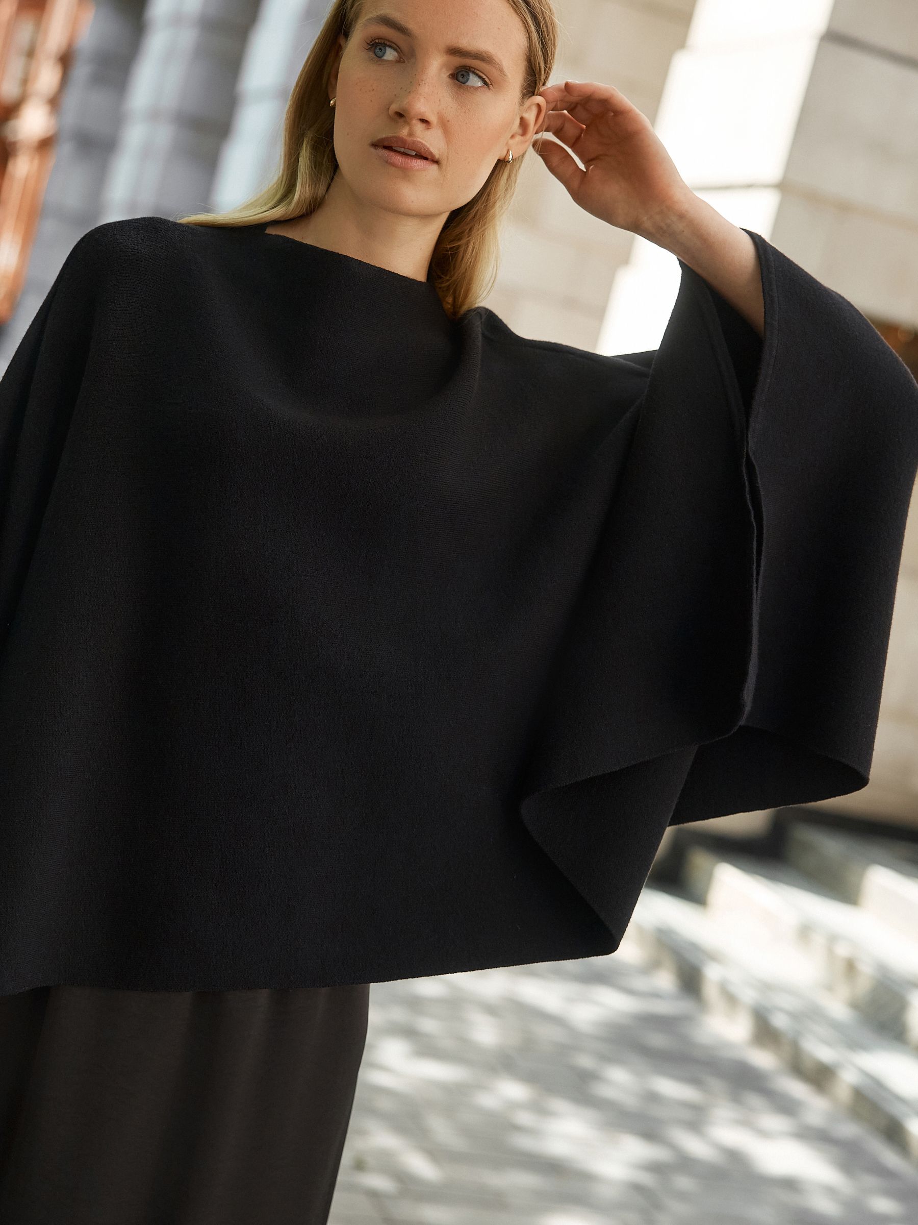 Buy Black Fine Knit Cape Poncho from Next Canada