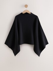 črna - Fine Knit Cape Poncho - Slika 7 iz 9
