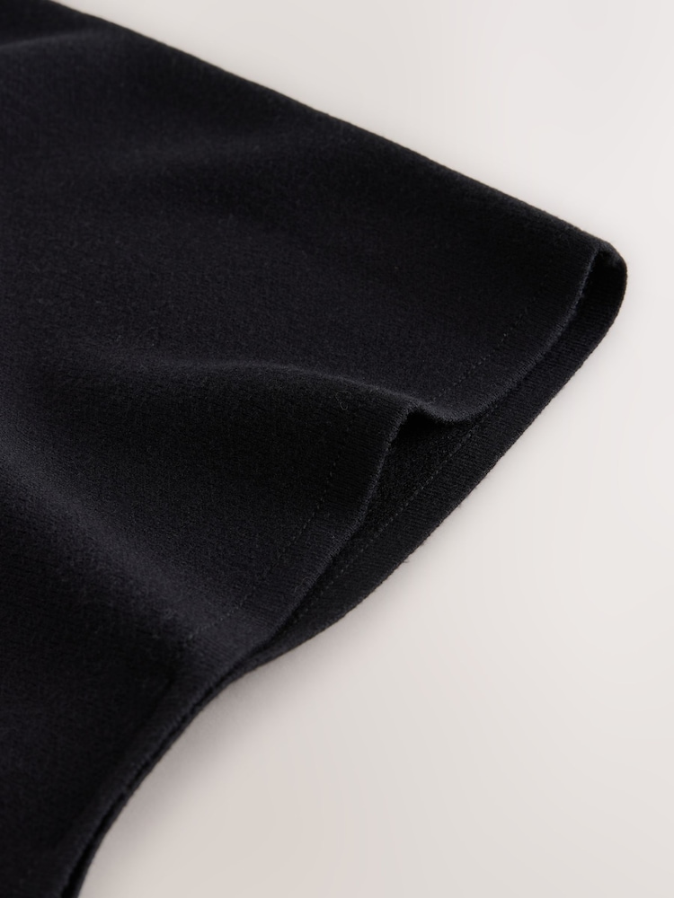 črna - Fine Knit Cape Poncho - Slika 9 iz 9