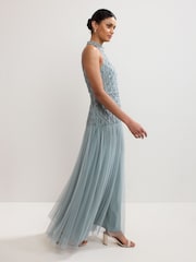 Phase Eight Green Nola Sequin Dress - Image 3 of 7