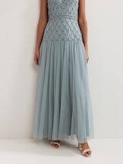 Phase Eight Green Nola Sequin Dress - Image 6 of 7