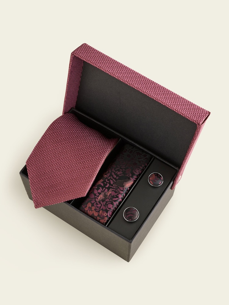 Red Tie, Pocket Square and Cufflink Gift Box - Image 1 of 4 Red Tie, Pocket Square and Cufflink Gift Box - Image 1 of 4