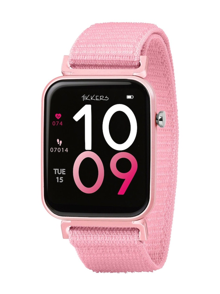 Tikkers Pink  Smart Series 13 Riptape Strap Smart Watch - Image 1 of 6