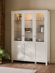 Cream Malvern Oak Effect Glass Lit Cabinet - Image 1 of 8