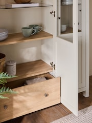 Cream Malvern Oak Effect Glass Lit Cabinet - Image 3 of 8