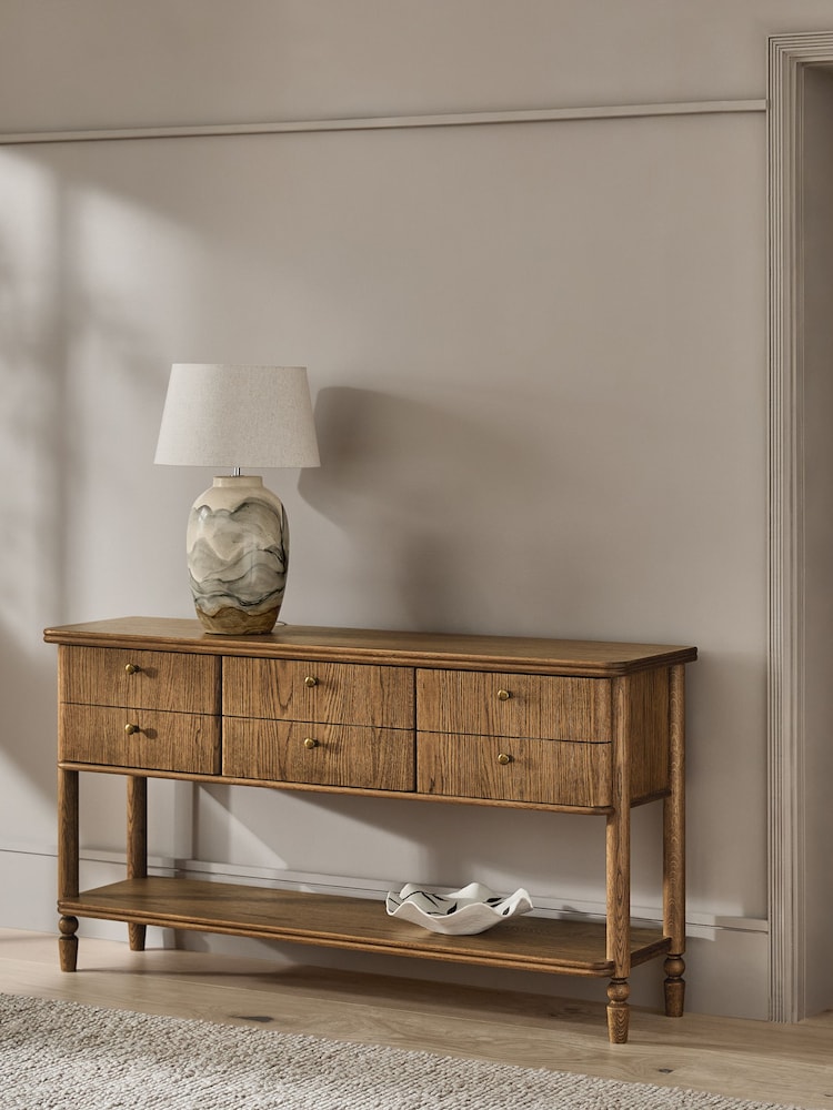 Black Margot Storage Oak Veneer Console Table - Image 1 of 12