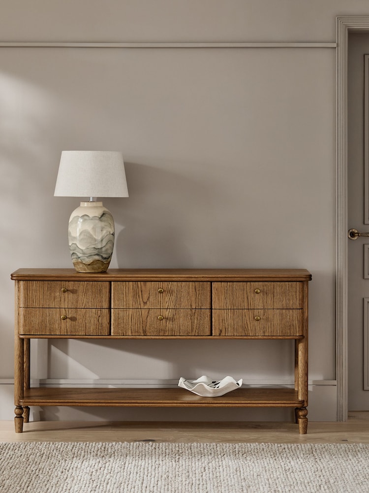 Black Margot Storage Oak Veneer Console Table - Image 2 of 12