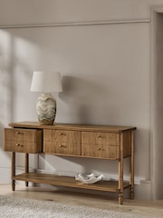 Black Margot Storage Oak Veneer Console Table - Image 3 of 12