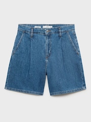 Mango Blue 100% Cotton Denim Bermuda Shorts - Image 5 of 6