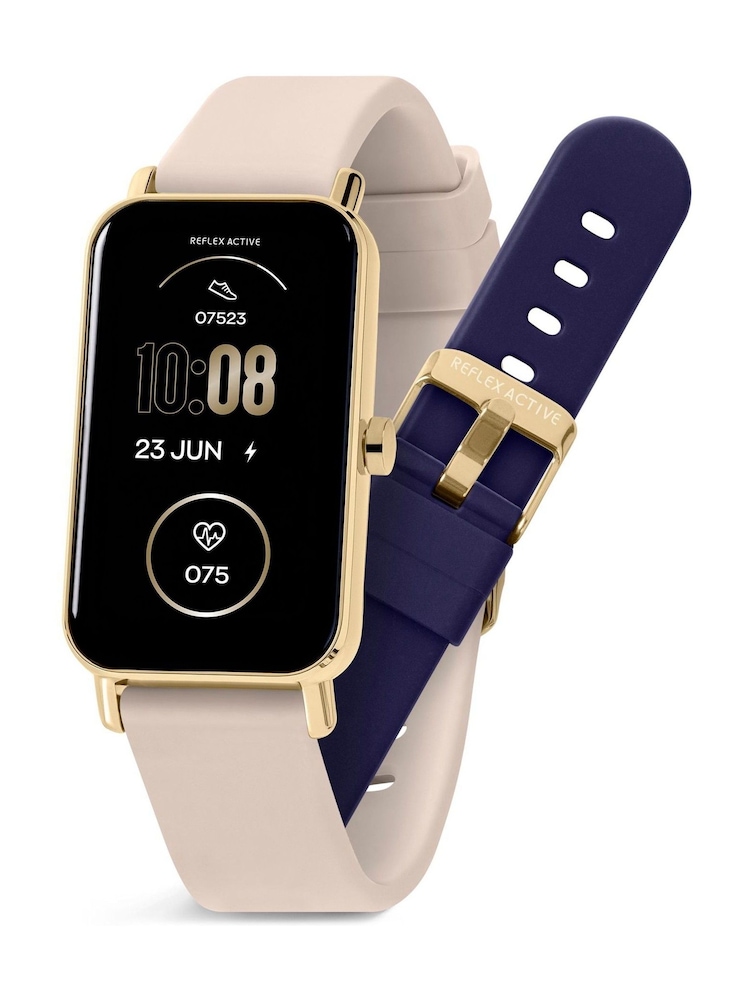 Reflex Active Cream Series 53 Smart Nude and Blue Interchangeable Strap Calling Watch - Image 1 of 5